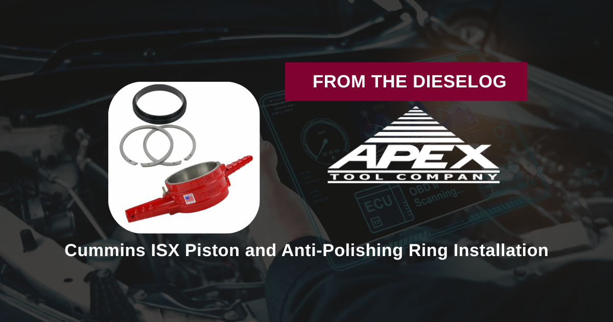 Step-by-step mechanical insertion of a 5.400 inch piston compressor ring sleeve inside a heavy diesel engine rebuild station